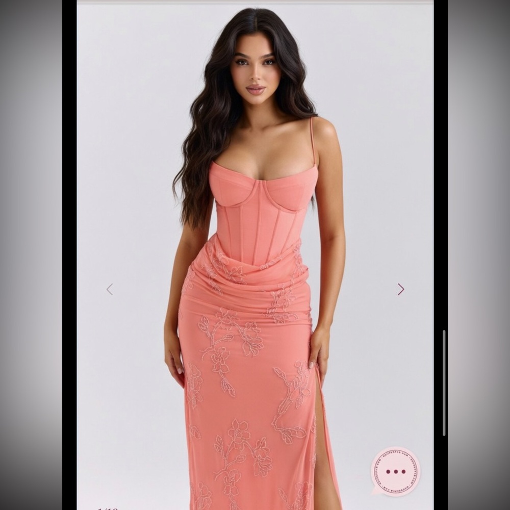 HOUSE OF CB 'Carmella' Coral Embellished Hand Beaded Dress/XSmall (Plus) $299